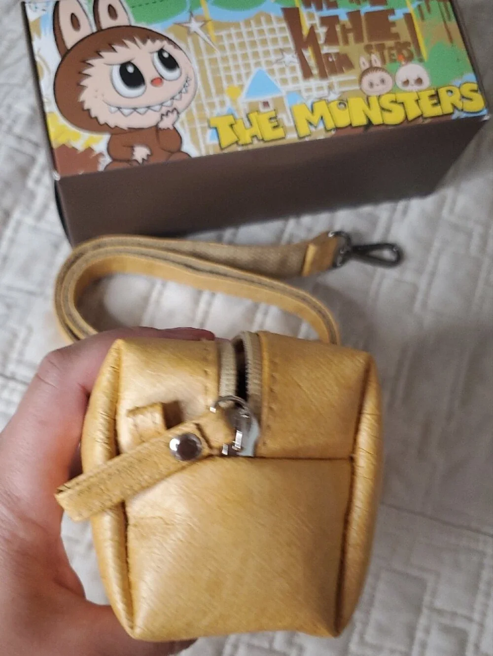 POP MART Yellow Kids Crossbody Bag with The Monsters Print